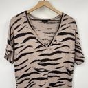 Rails  Ren V Neck Midi T Shirt Dress Tiger Animal Print Cotton Tan Black Womens M Photo 3