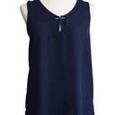 Harvé Benard Harve Benard Blouse Navy Scoop V-Neck Keyhole Sleeveless Top Blouse Small NEW Photo 0