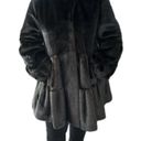 Jones New York Jones NY Mahogany Faux Fur Mink Babydoll Style Coat with Hood Medium Vintage 90s Photo 3