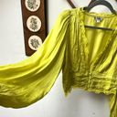 Miss Selfridge Jacquard Satin Neon Yellow Crop Top with Lace Detail 8 Medium Photo 4