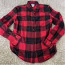 st. john's bay  Womens Medium Red Buffalo Checker Plaid Cotton Button Down Flannel Photo 0