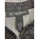 INC  International Concepts Black Denim Jacket Plus 1X Embroidered Bead Buttons Photo 4