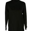 Karen Scott  Sport Large Fleece Turtleneck Sweatshirt Long Sleeve Slits Black New Photo 0