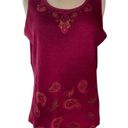 Victoria Jones tank top rounded neckline paisley print with sequins size X-Large Photo 0