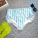 No Bo NWT Bikini swim bottoms light blue white stripes size X-Large 15/17 ruffles  Photo 1