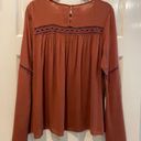 ee:some  Boho Long Bell Sleeve Blouse Burnt Orange Brown Size Medium Photo 3