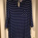 Molly & Isadora blue with white stripes long sleeve tunic sized 1X Photo 0