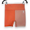 Free People  Movement Orange Happiness Runs Striped Rib Colorblock Bike Shorts Photo 1