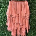 Free People FP ONE  Net Godet Half Slip Midi SKIRT Sz XS Pink Sheer Tulle Ruffled Photo 0