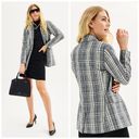 Nine West Plus NWT Size 4X Blue Multi Plaid Single Button Longline Blazer Photo 3