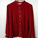 J. Jill Crushed Velvet Shirt Long Sleeve Button Up Top Size S Cranberry Romantic Pink Photo 0