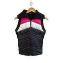 Bebe  Sport Down Quilted Color Block Full Zip Fitted Wing Collar Vest Size Medium Photo 3