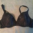 Vanity Fair Vintage  Bra Size 36B Black Lace Lined Underwire 75-228 Satin Trim Photo 0