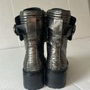 DKNY  Women’s Basia Combat Boot Silver Black Grunge Boots Size 5M Photo 4