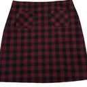 J.Jill  Maroon Black Plaid Print Size Large Pull On Lined Pencil Skirt Pockets Photo 0