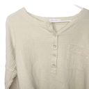 Pink Lily  knit waffle knit gauzy shirt tan cream size XL k Photo 3