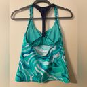 Nike Womens  Teal Green White Tankini Swimsuit Top Size Medium Photo 1