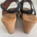 Lucky Brand Black Leather Strappy Wedge Cork Sandals Photo 3