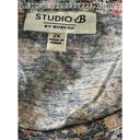 Bobeau Studio B by  Scoop Neck Tank Top Plus 2X Blue Pink Floral Tie Hem NWOT Photo 4