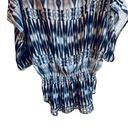 Cynthia Steffe  Ikat Sheer Blue & White Patterned Top with Metallic Gold Thread Photo 4