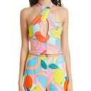 STAUD Kai Cutout Halter Crop Top Cut Out in Citrus Kaleidoscope Pastel Groovy 10 Photo 0