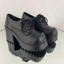 Soda Vintage Y2K Black Faux Leather Chunky Platform Lace Up Heeled Oxford Shoes Photo 2