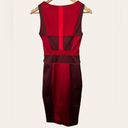 Karen Millen  Red Burgundy Satin Colorblock Sleeveless Sheath Cocktail Dress Sz 2 Photo 6