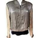 On Twelfth Twelve by  Shimmer Metallic Crinkle Bomber Jacket Photo 2