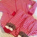 Nick & Nora  Red and White Striped Sock Monkey Footed One Piece PJs Size M  Red Photo 0