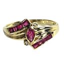 Ruby 14KT GENUINE  & DIAMOND ACCENT SOLID YELLOW GOLD VINATGE LOW PROFILE RING Photo 10