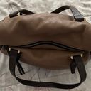 Vera Pelle Leather Tan & Brown Colorblock Shoulder Bag Handbag, size 14x14x4 Made in Italy Photo 9