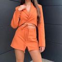 ZARA Tangerine Tied Crop Blazer Photo 0