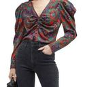 Veronica Beard NWT  Simmons Paisley Floral Silk Blend Top Flame Red Multi Size 10 Photo 0