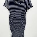 Isabel Maternity  Navy Blue White Striped T-Shirt Midi Dress Women's Size Large L Photo 8