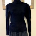 Lucca Couture Luca Black Turtleneck Ribbed Sweater with Slight Bubble Shoulder Sleeves- Medium Photo 0