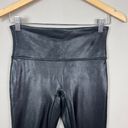 Spanx  Faux Leather Leggings Medium Black Cropped Capri Pull On Skinny Wide Waist Photo 1