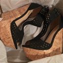 Charlotte Russe Black T Strap Cork Wedges Photo 3