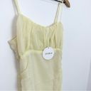 Storia  Monochromatic Floral Print Mini Dress Yellow Floral Strappy Ruched Medium Photo 3