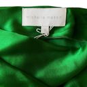 Michelle Mason  emerald green asymmetrical off-shoulder drapey silk blouse Photo 2