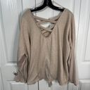 Absolutely Famous  beige button up knot cross back sweater size 3XL Photo 6