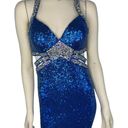 Faviana FAVOANA 7507 Royal Blue Sequenced sexy open back prom dress size 4 Photo 3