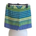 J. McLaughlin High Waist Shorts Blue Size 6 Stripes Preppy Coastal Minimalist Photo 3