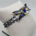 Vintage Blue  & Silver Rhinestone Flower Bracelet Photo 1