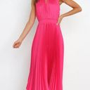 Petal and Pup  Dominique Hot Pink Satin Pleated Maxi Dress 6 Photo 9