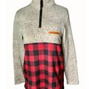 Simply Southern  Red Black Plaid Gray Quarter Zip Pullover Sweater Size Medium Photo 0