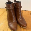 American Eagle Braided Buckle Side Zipper Carmel Brown Boots Heels 3 3/4” Photo 5