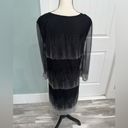 Garnet Hill  Black with gray sequins round neck mesh dress size 12 Photo 4