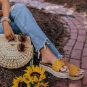 Yellow Braided One Band Platform Slip On Sandal Size 10 Photo 1