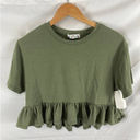 Poof NWT  New York Ruffle Bottom Short Sleeve Cropped Top S Photo 0