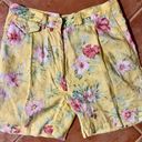 Ralph Lauren Lauren  Yellow Floral High Waisted Linen Vintage Shorts 6 Photo 2